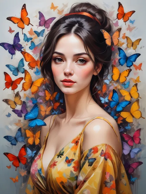 Butterfly Women: Free AI Custom Frames & Art Portraits-Theme:6