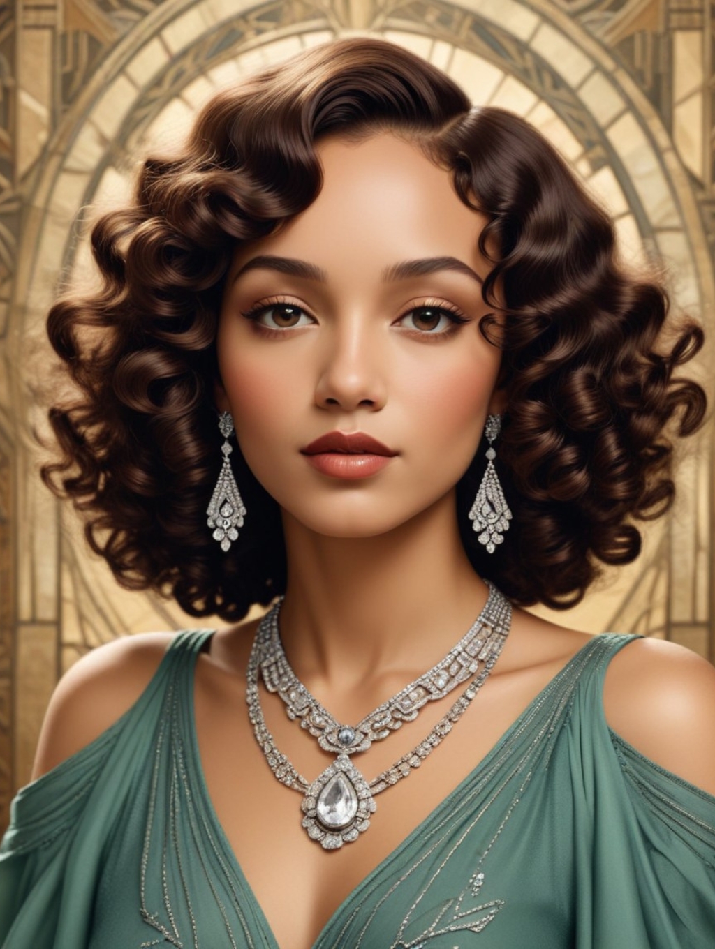 Art Deco Jewelry Women: Portrait Sketches & Headshots-Theme:5