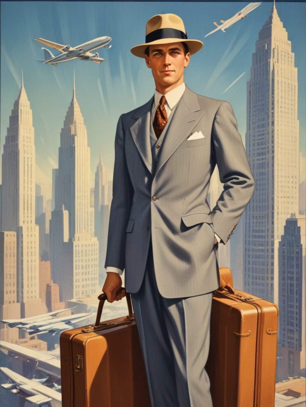 Art Deco Travel Men: Portraiture & Custom Frames-Theme:4