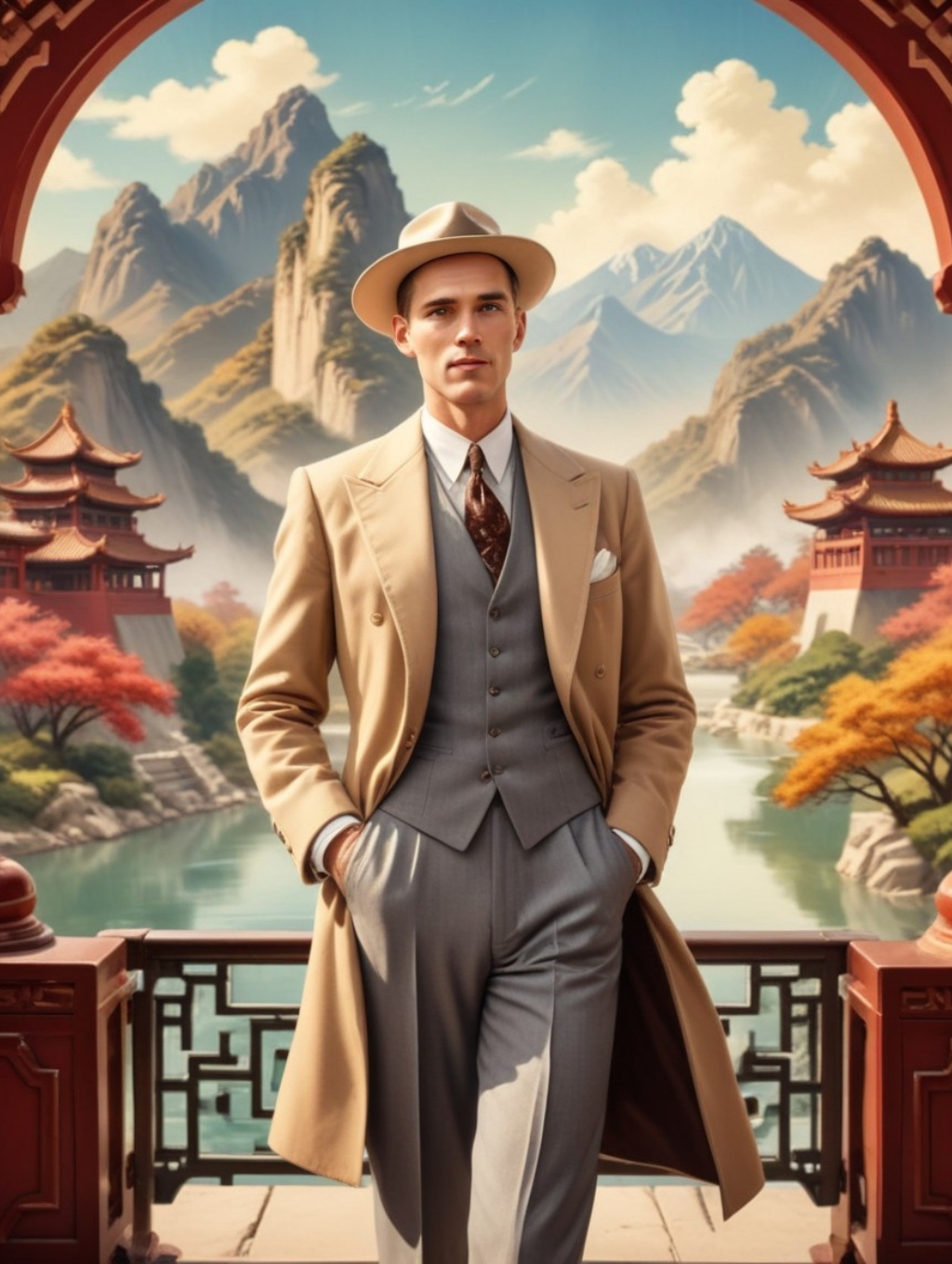 Art Deco Travel Men: Portraiture & Custom Frames-Theme:1