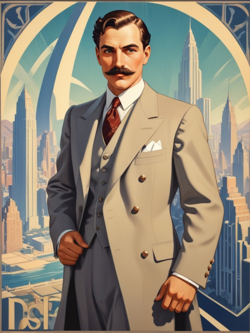 Art Deco Travel Men: Portraiture & Custom Frames-Theme:6
