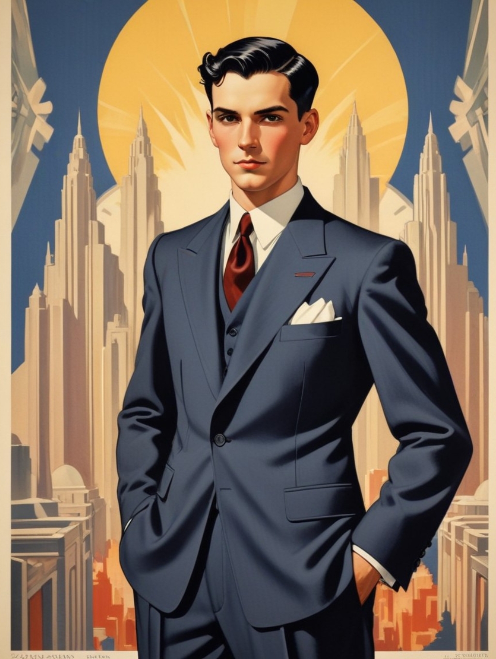 Art Deco Travel Men: Portraiture & Custom Frames-Theme:5