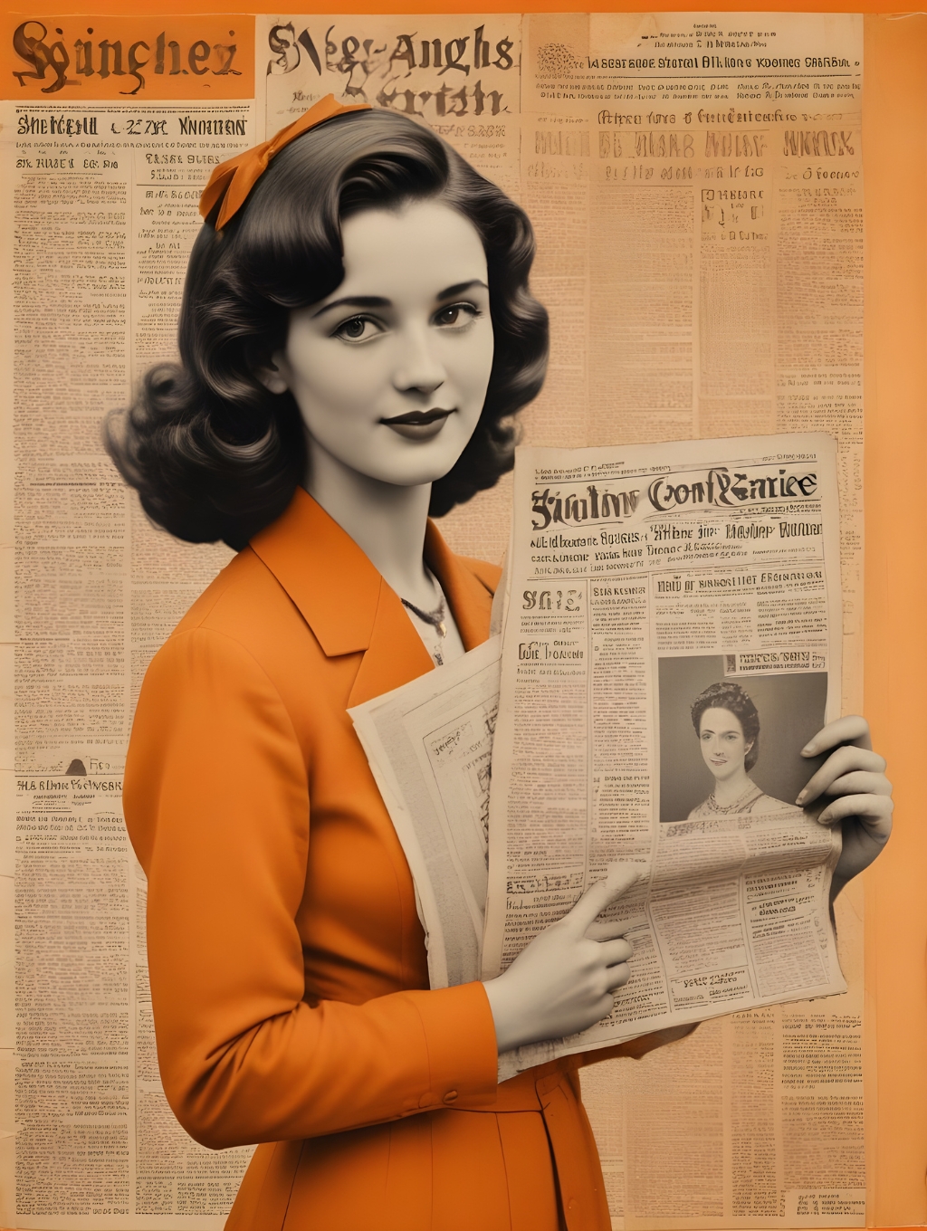 Newspaper Clipping Women: Photographs & Frame Art-Theme:6