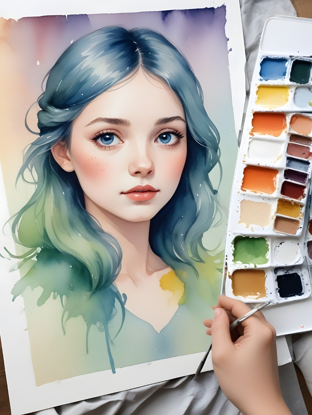 Watercolor Women: Portrait Sketches & Canvas Prints-Theme:6