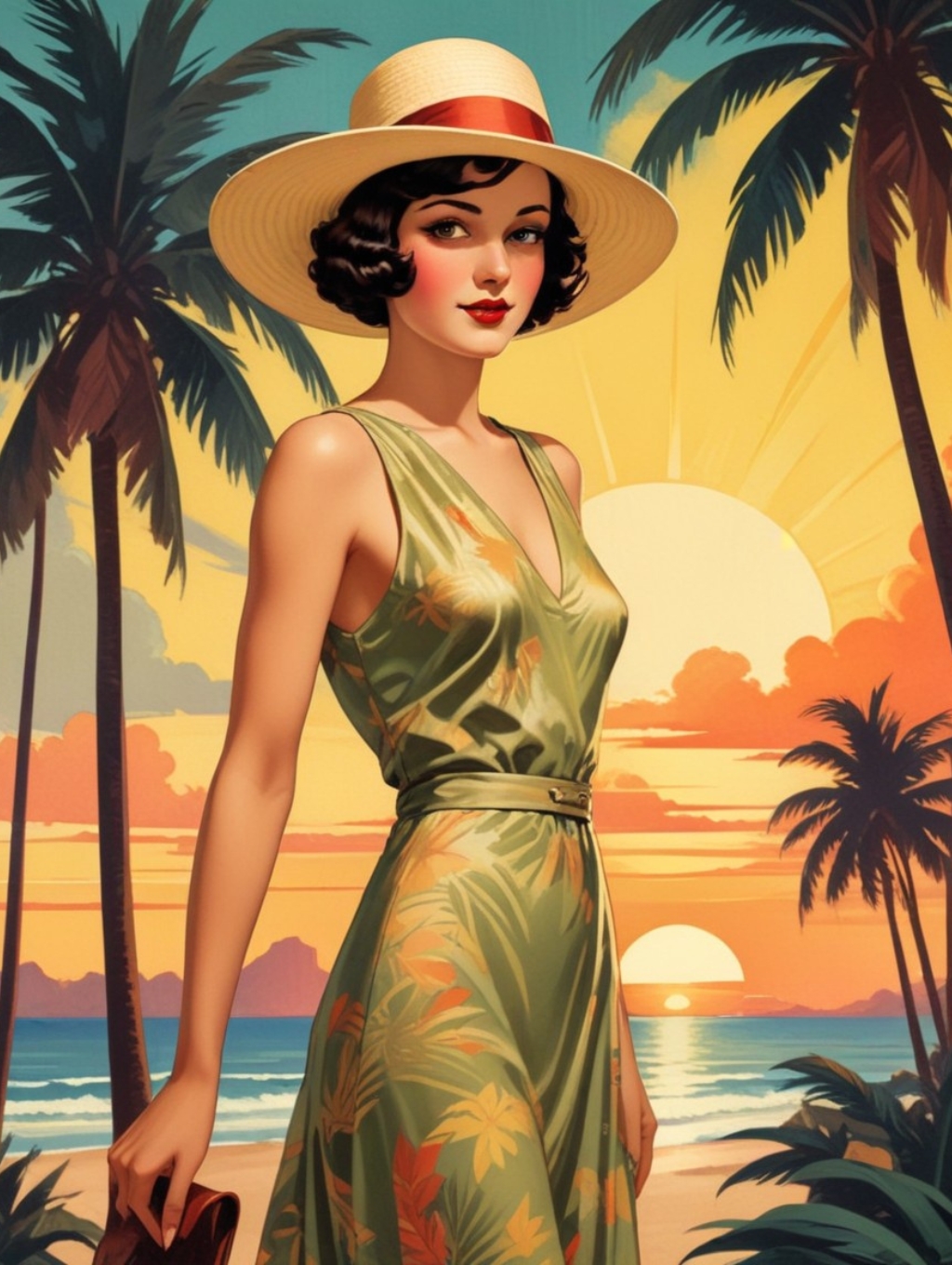 Art Deco Travel Posters Women: Image Frames & Self-Portraits-Theme:6