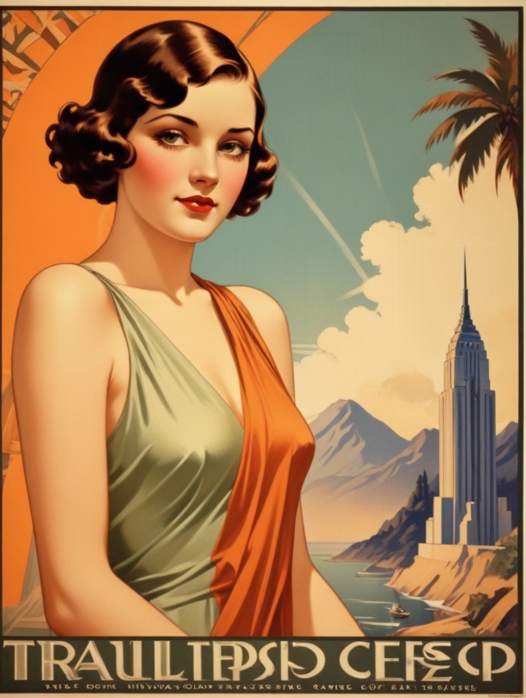 Art Deco Travel Posters Women: Image Frames & Self-Portraits-Theme:5