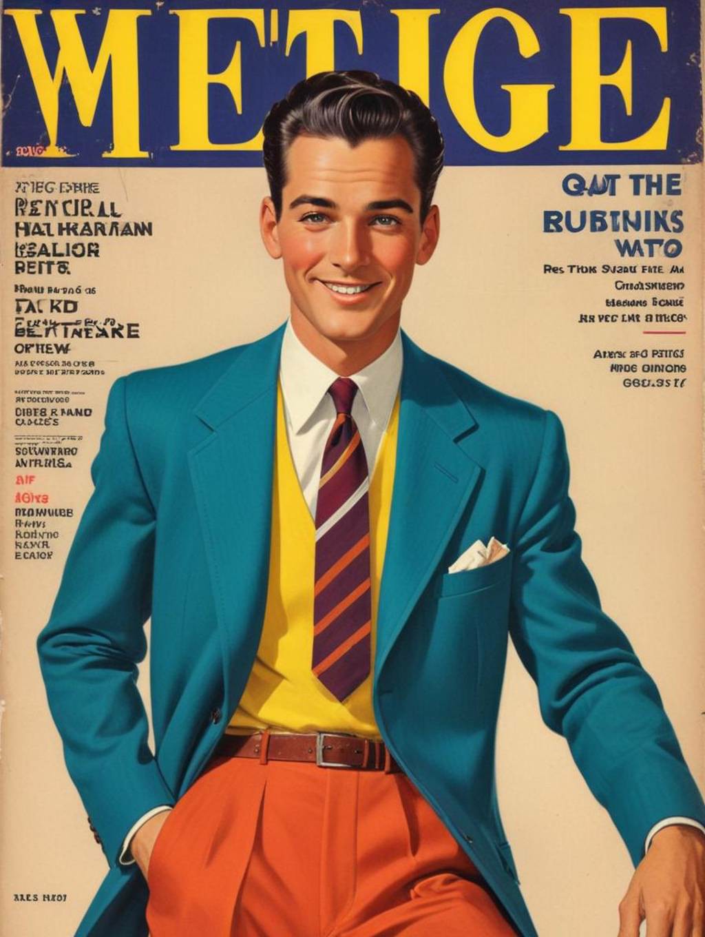 Vintage Magazine Covers Men: Canvas Prints & Self-Portraits-Theme:5