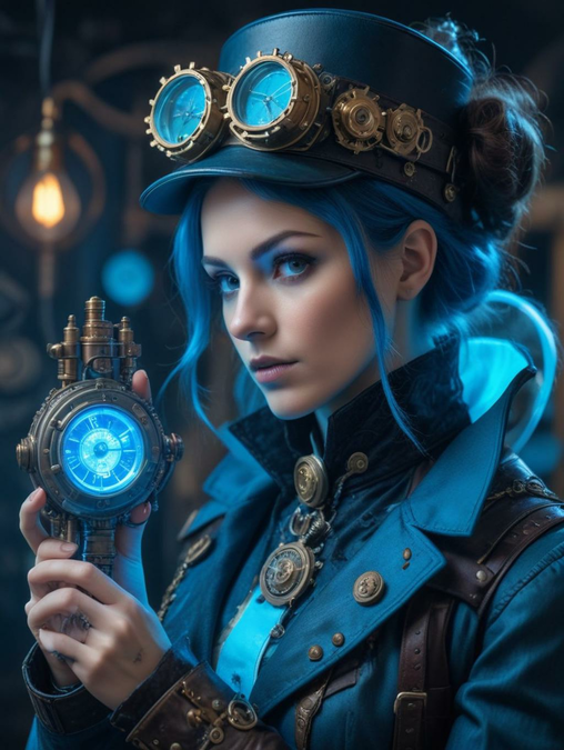 Steampunk Gadget Inventor Women: Image Frames & Art Portraits-Theme:5