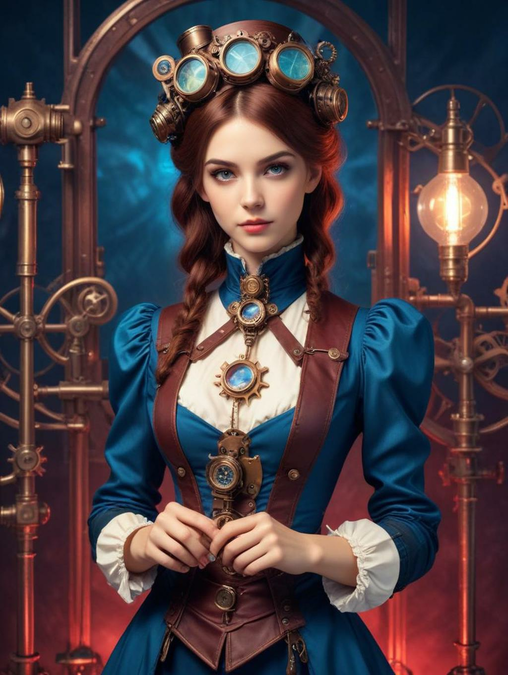 Steampunk Gadget Inventor Women: Image Frames & Art Portraits-Theme:2