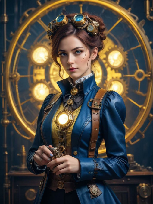 Steampunk Gadget Inventor Women: Image Frames & Art Portraits-Theme:1