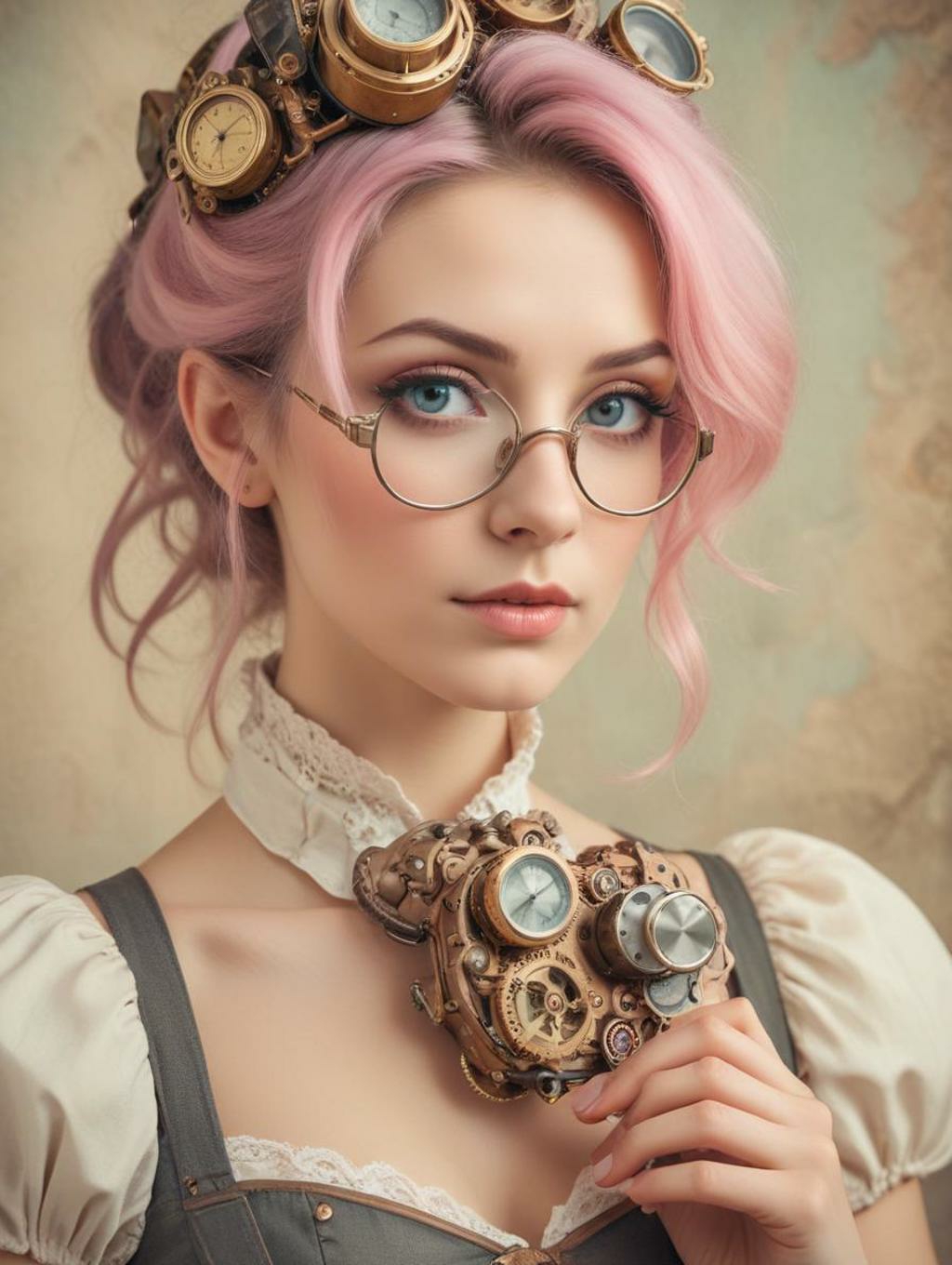 Steampunk Gadget Inventor Women: Image Frames & Art Portraits-Theme:6